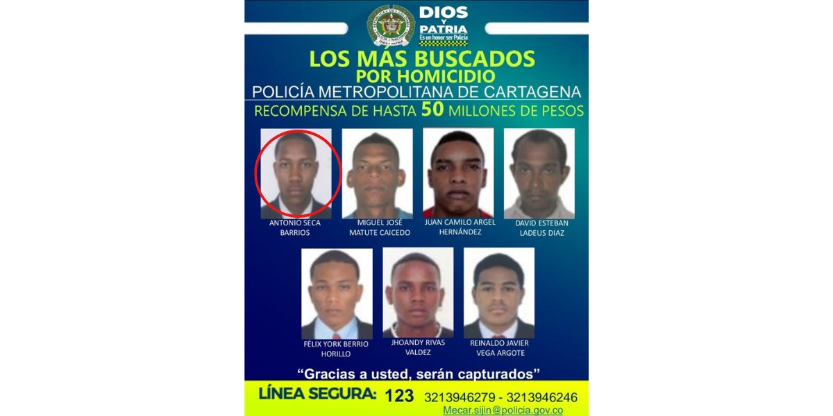 Cartel de los más buscados. 