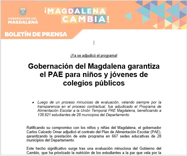 A través de este comunicado, el 25 de junio informaban la adjudicación