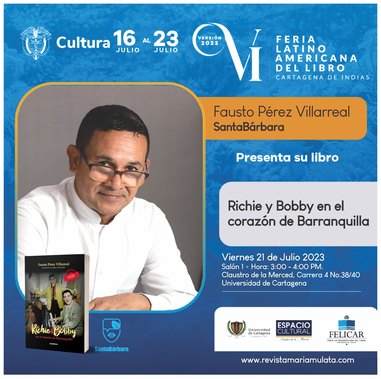 Fausto Pérez estará en la VI Feria del Libro Cartagena de Indias.