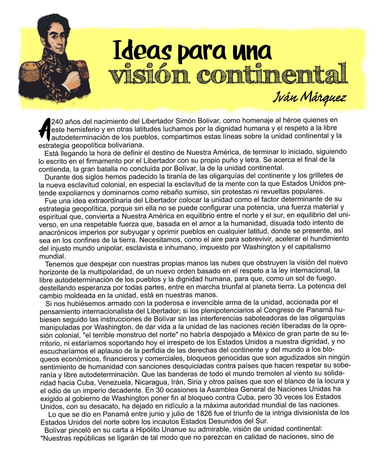 Carta difundida por Iván Márquez