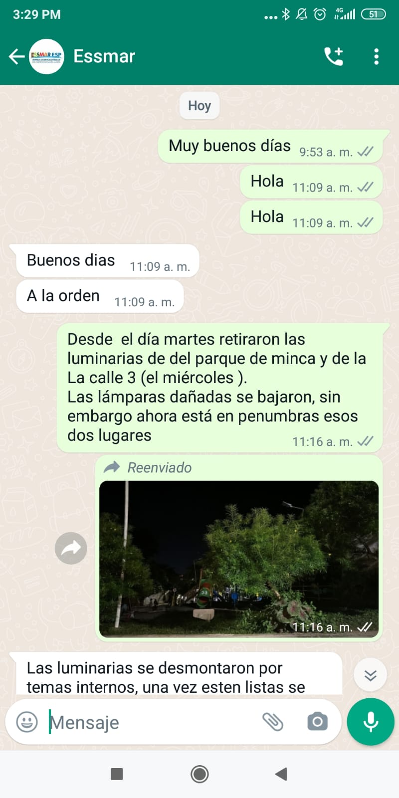 Conversación entre la líder y la empresa.