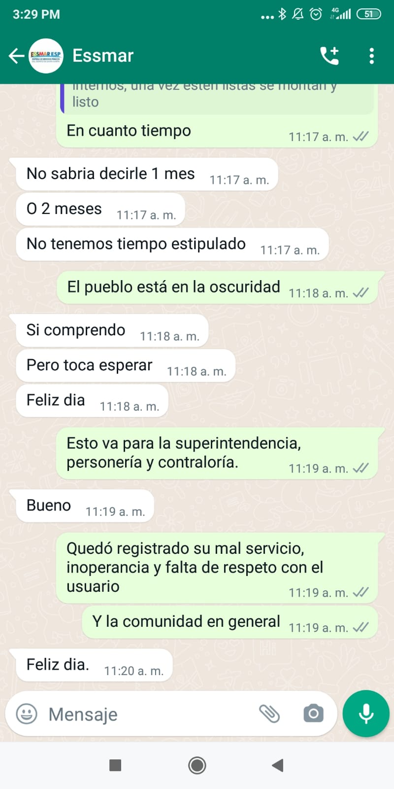 Conversación entre la líder y la empresa.
