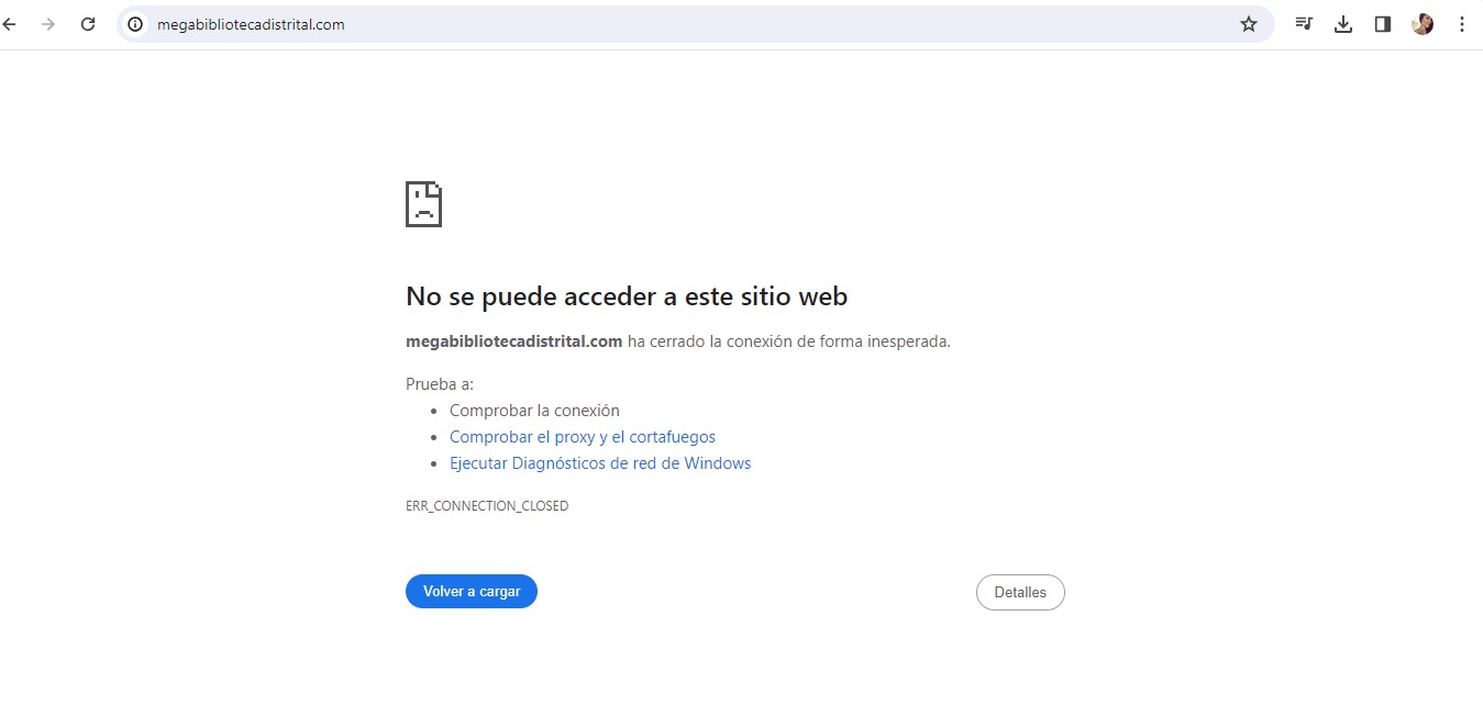 Página web de  la Megabiblioteca