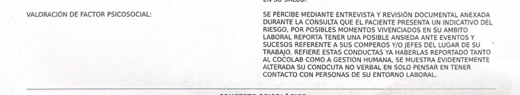 Concepto de los profesionales de salud frente al caso de Nancy.