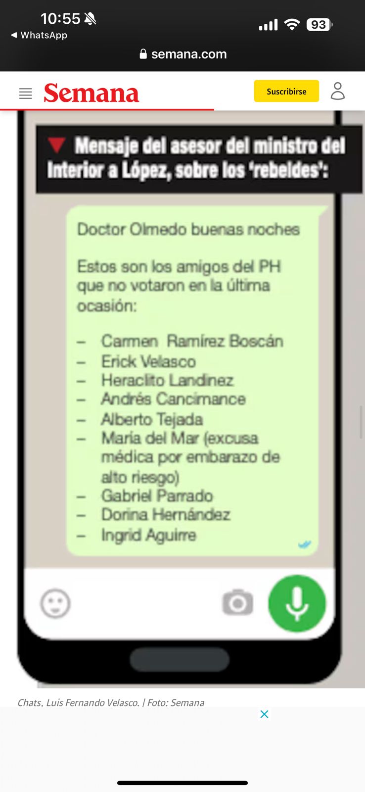Chat suministrado por Olmedo López