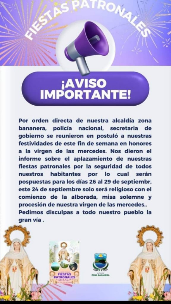 Las autoridades confirmaron el reemplazo de las festividades "por la seguridad de todos"