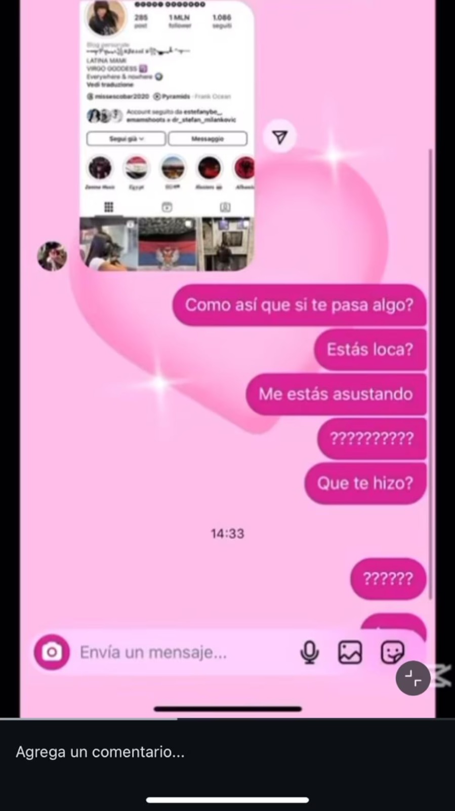 Mensaje enviado por Ivonne Daniela Latorre a una amiga en España, donde señala directamente a Jessi Escobar como responsable de lo que estaba ocurriendo