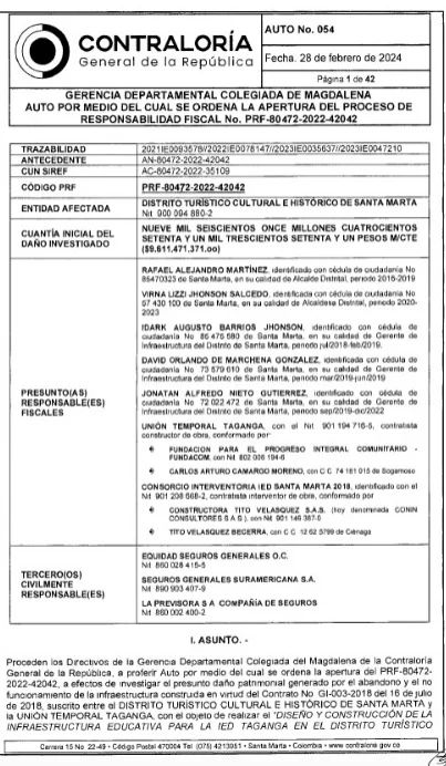 Decisión de embargo de la Contraloria 