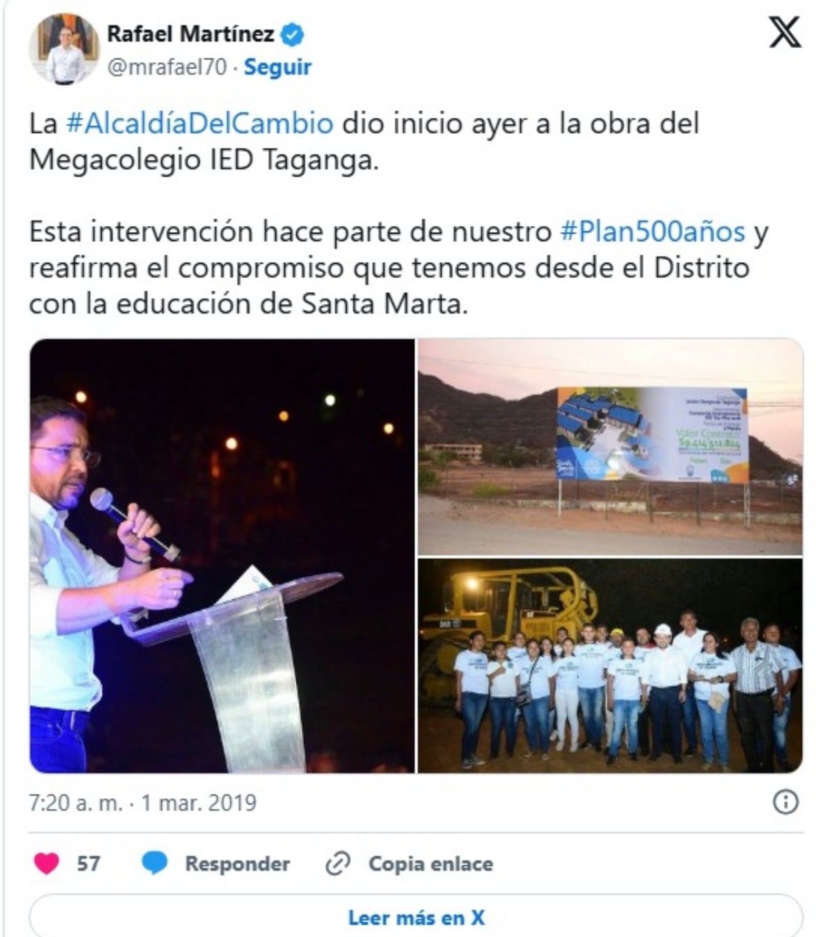 Anuncio del exalcalde Martínez 