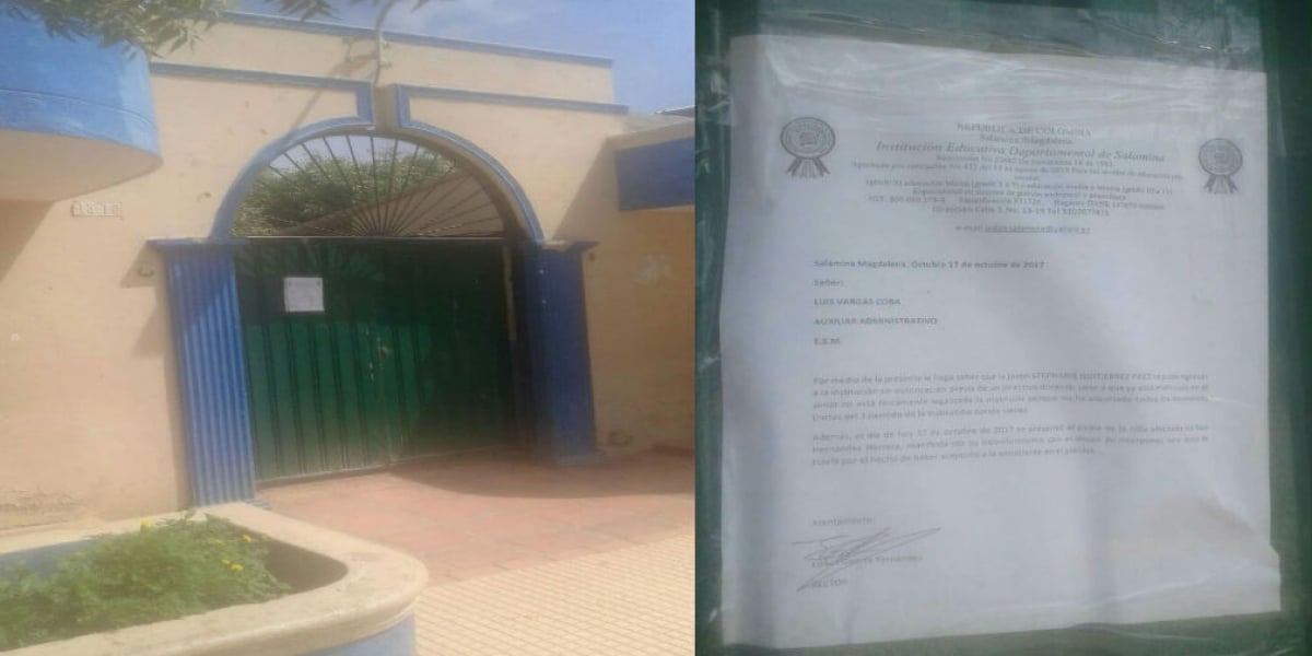 Cortesía Institución Departamental de Salamina-Carta de prohibición