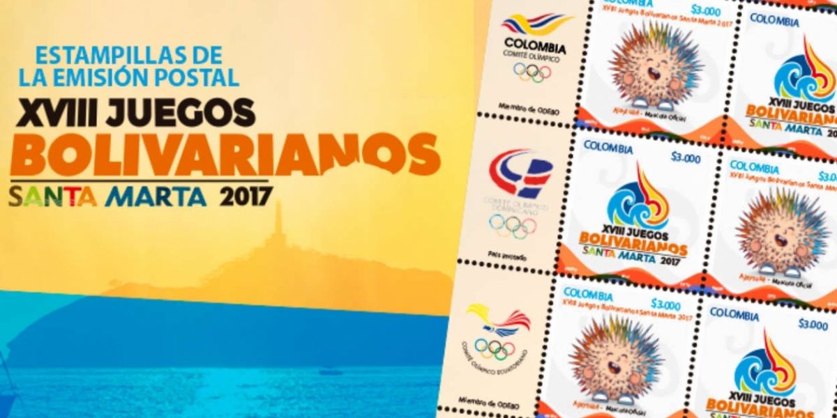 Así serán las estampillas de los Juegos Bolivarianos de Santa Marta 2017. 