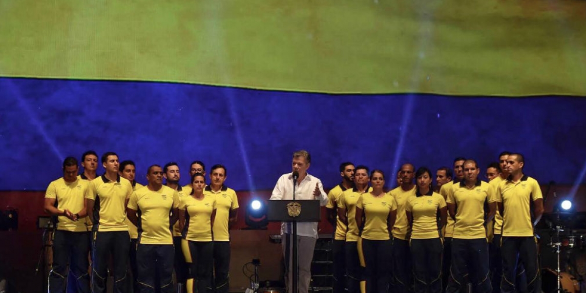 Juan Manuel Santos, presidente de Colombia, durante la clausura de Los Juegos.