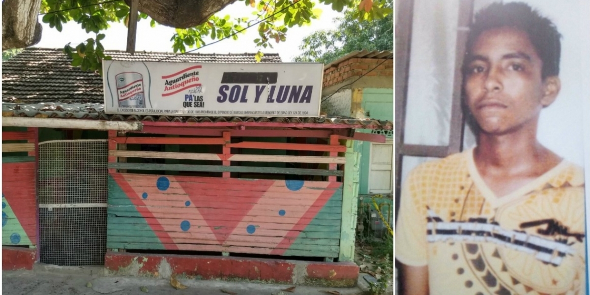 Zona Cero. Lugar de los hechos y foto en vida de Emanuel Rodríguez Escorcia.