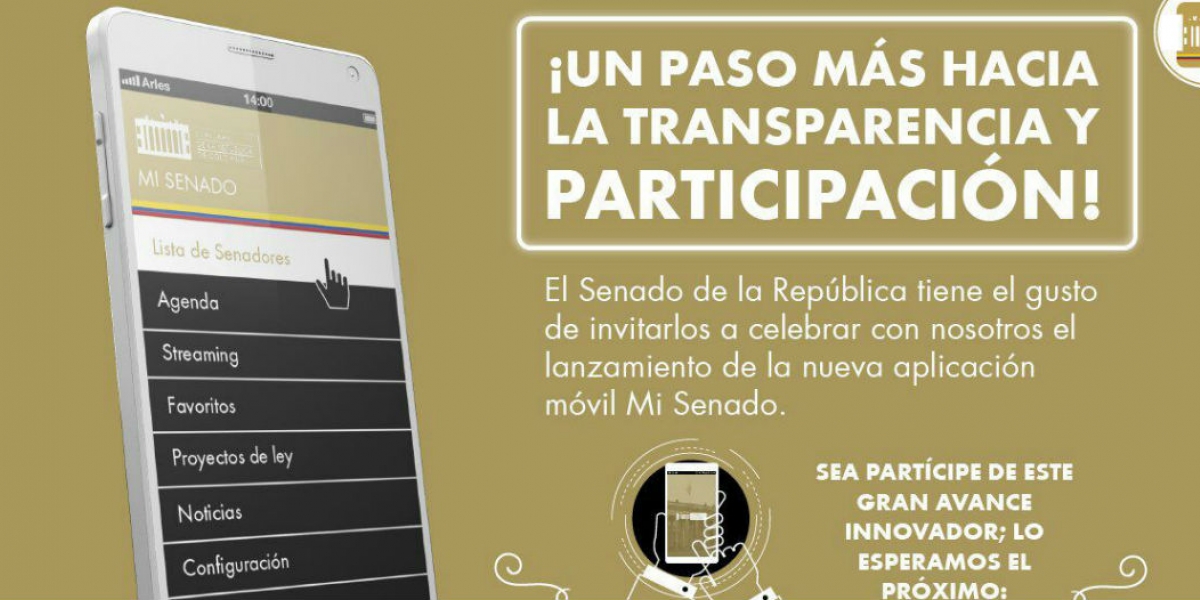 Senado de La República. La App se puede descargar de manera gratuita en cualquier terminal.