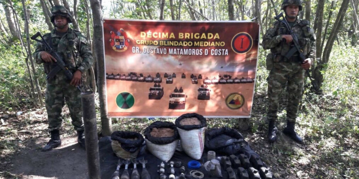Material incautado a la guerrilla del ELN en La Guajira.