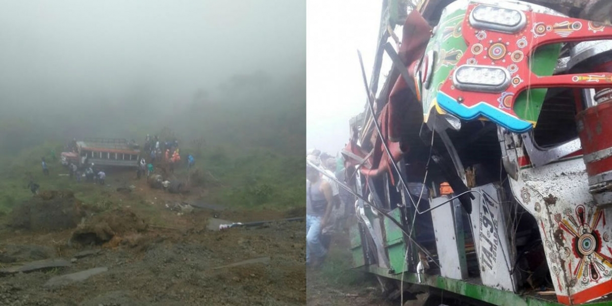 Esta chiva accidentada en el departamento de Caldas dejó el mayor número de muertos.