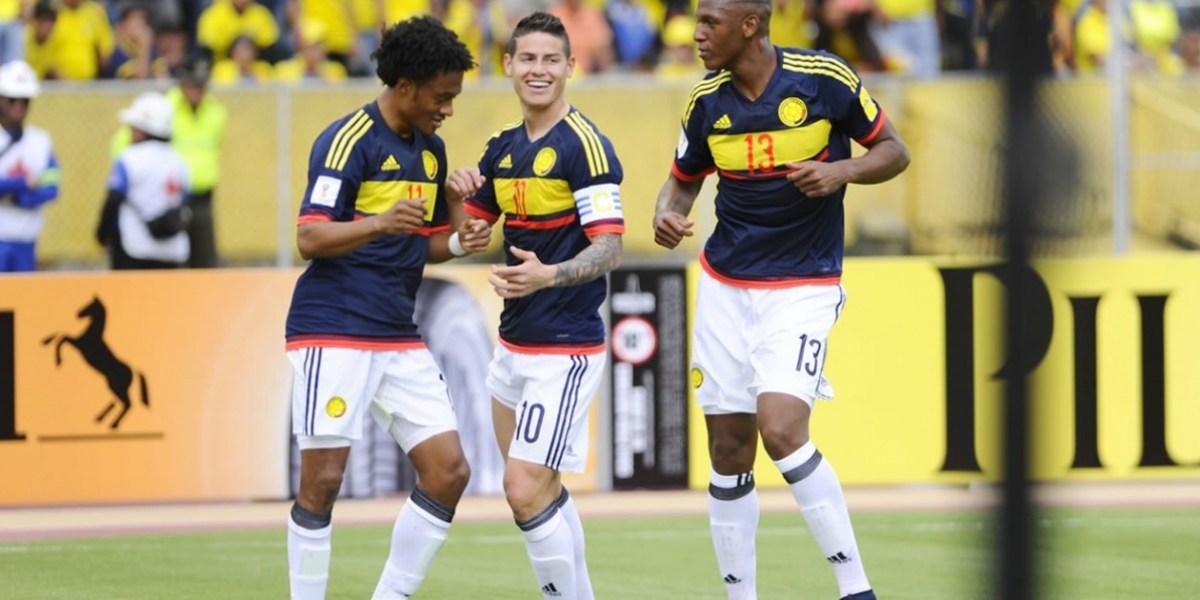 James Rodríguez celebra el primer gol a favor de la Selección.