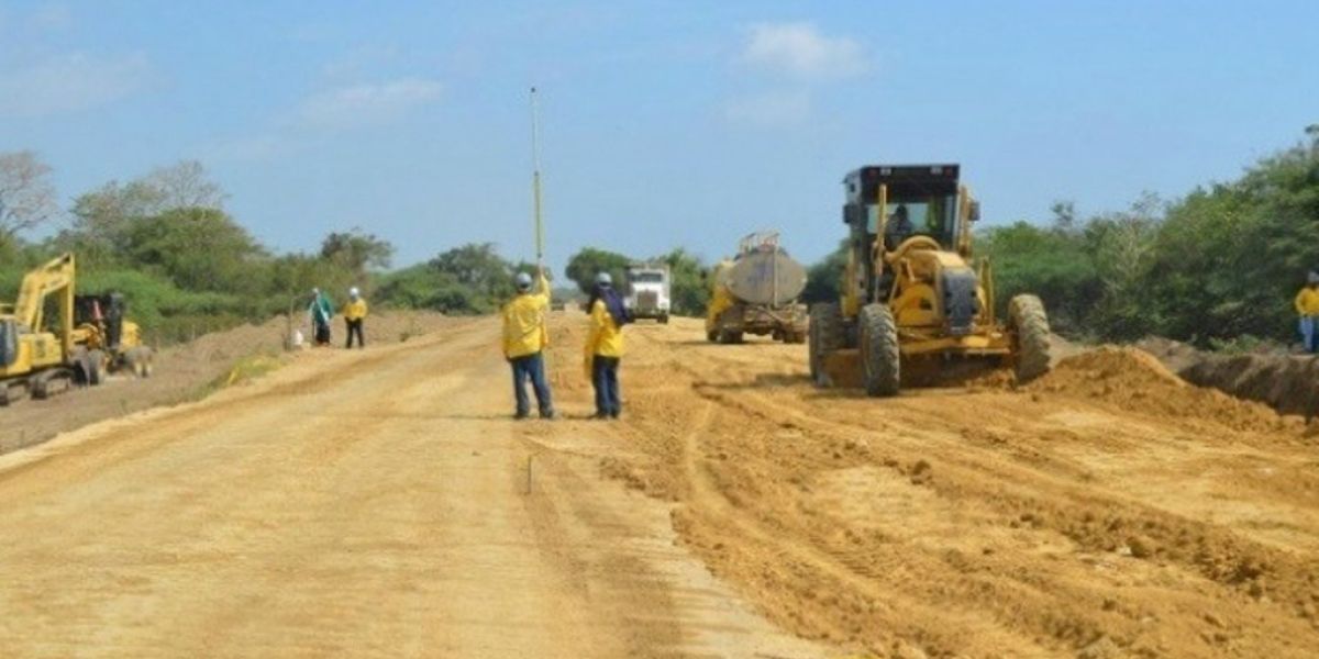 Aspecto de la construcción de la vía de la Prosperidad.