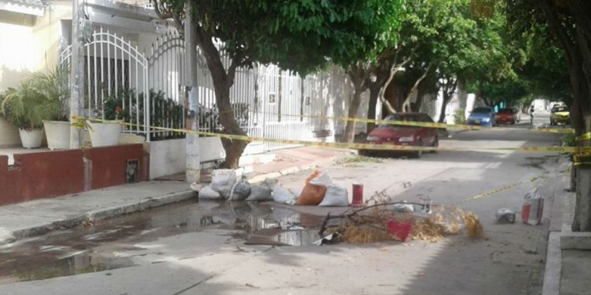 Cortesía Los habitantes del sector cerraron la calle para evitar accidentes.