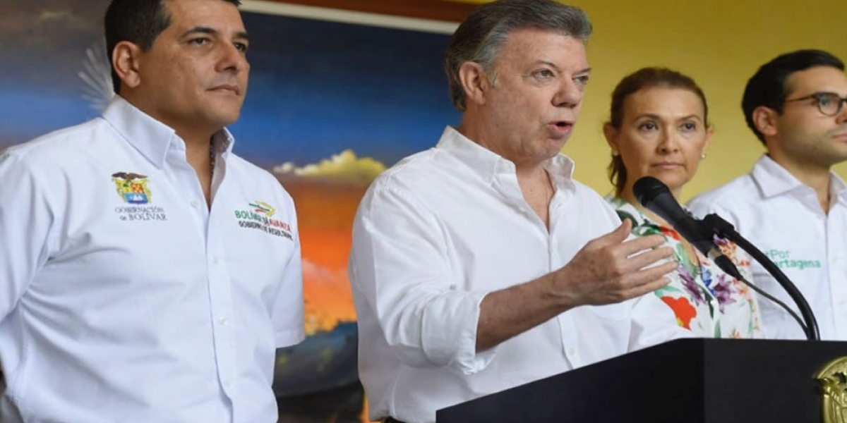El Presidente Santos en su declaración a la prensa este domingo en Cartagena.