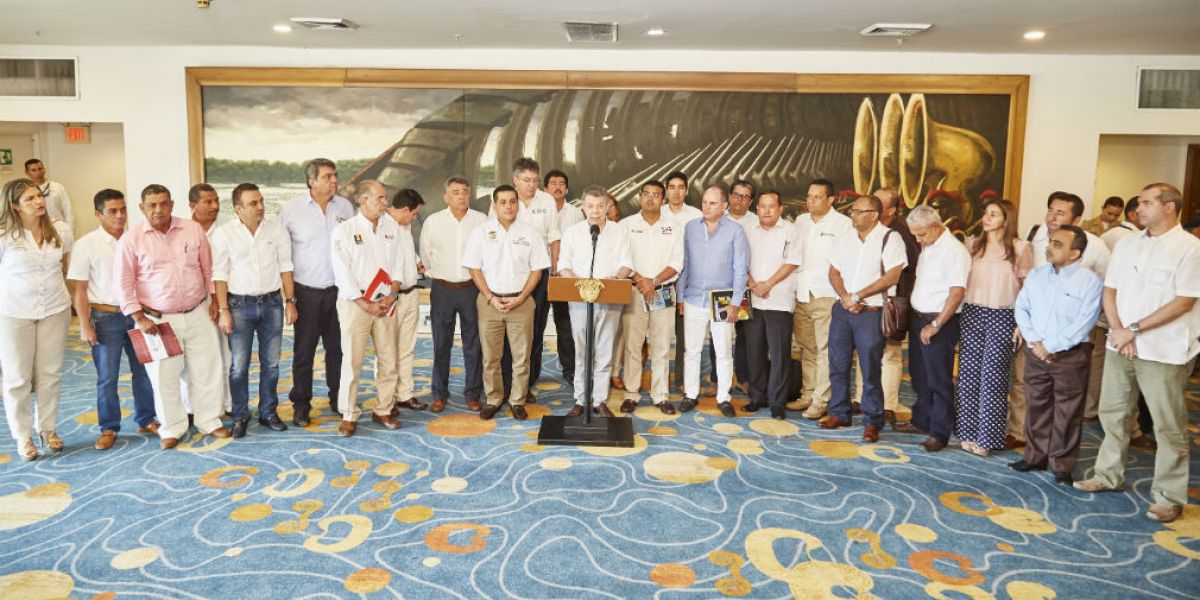 Los gobernadores de la región Caribe luego del Ocadtón con el presidente Juan Manuel Santos.