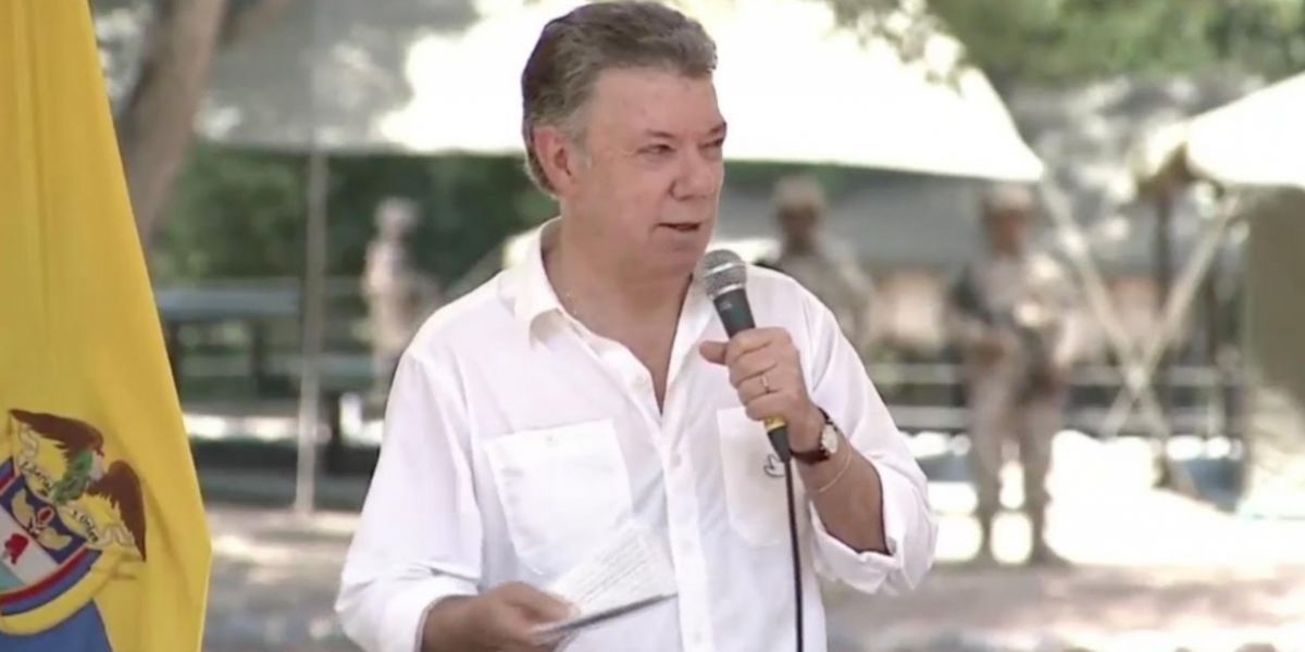 El Presidente Juan Manuel Santos en Pondores, en La Guajira.
