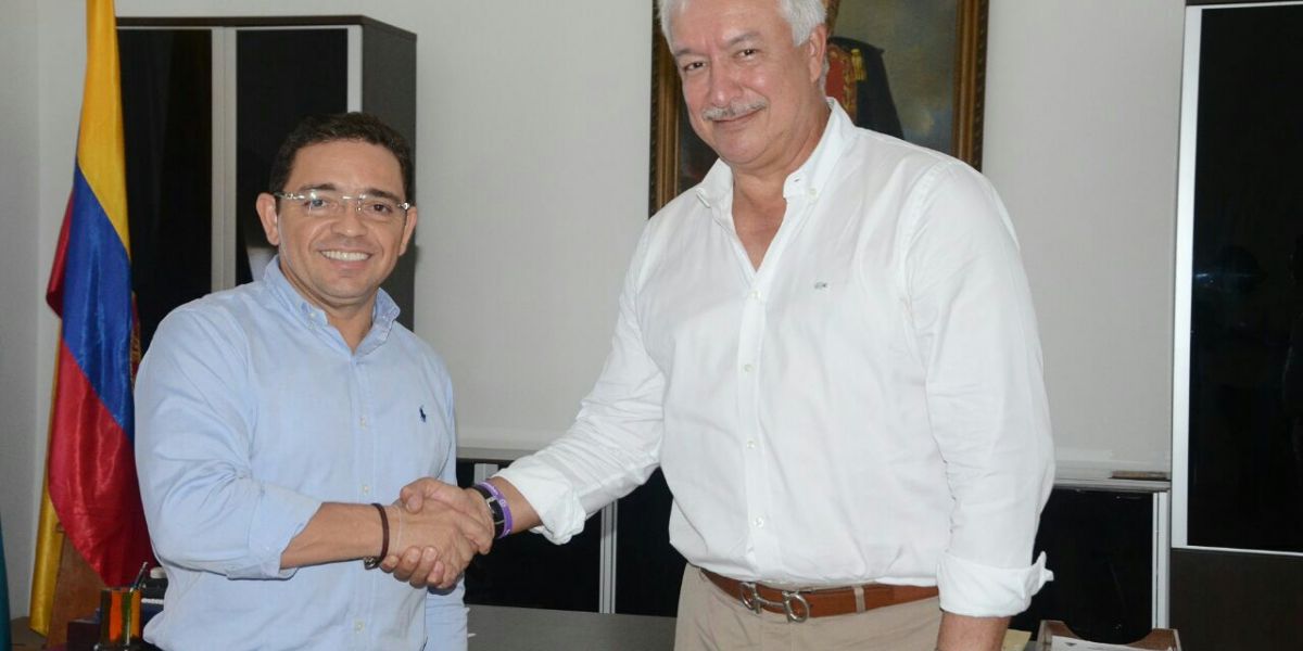 Rafael Martínez, alcalde de Santa Marta y Jorge Perdomo, presidente de Dimayor