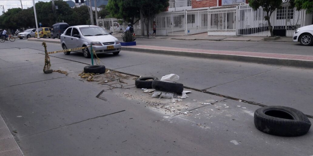 Hundimiento de placa a la altura del Boulevard la 19