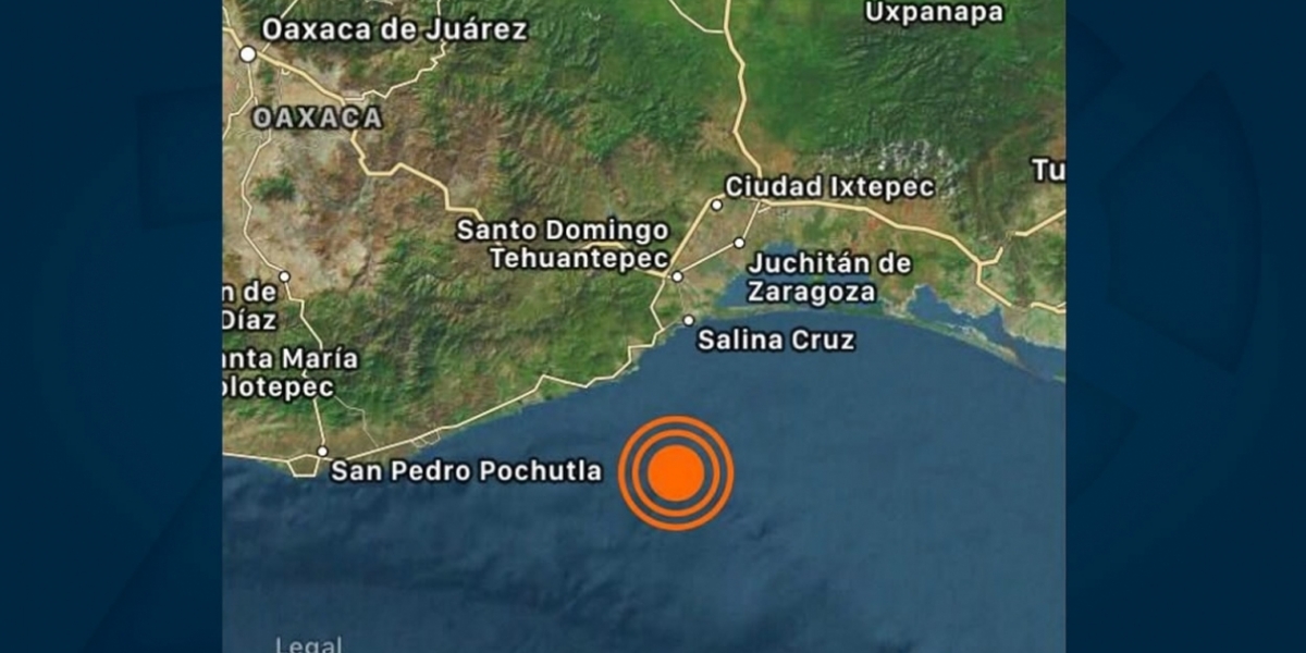 Terremoto de magnitud a 5.5 con epicentro a 56 km al sur de Salina. Cruz