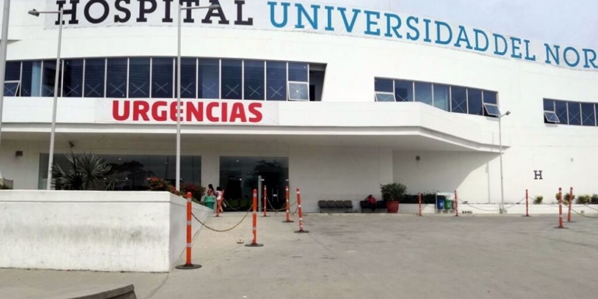 Fachada del Hospital de la Universidad del Norte. 