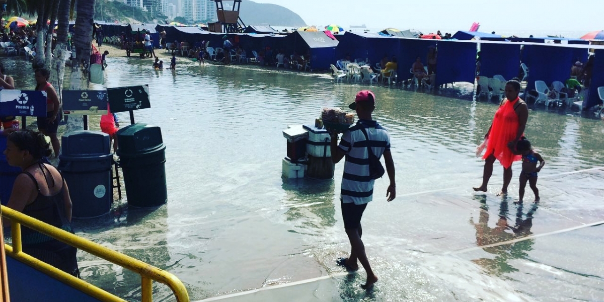 El agua llegó hasta el camellón. 