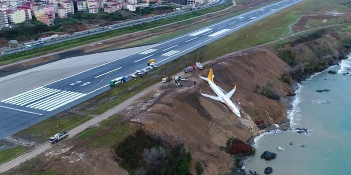 Fotografía del avión accidentado en Turquía. No se reportaron heridos entre los 162 pasajeros y 6 tripulantes.