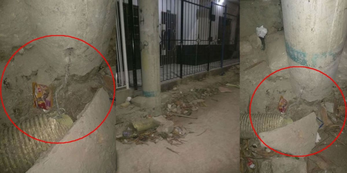 Zona Cero. Este es el poste averiado por donde sale el cable que alcanzó al menor.