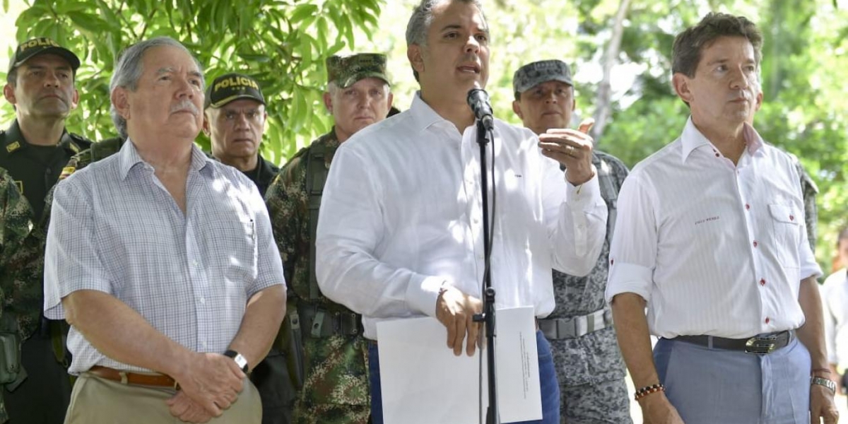 El Presidente Iván Duque al término del Consejo de Seguridad en el municipio de Caucasia.