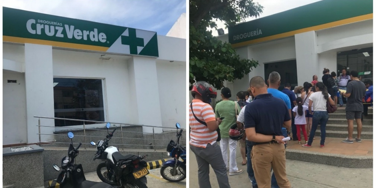 Usuarios de Colsanitas debe hacer largas filas para reclamar medicamentos en dispensario Cruz Verde. 