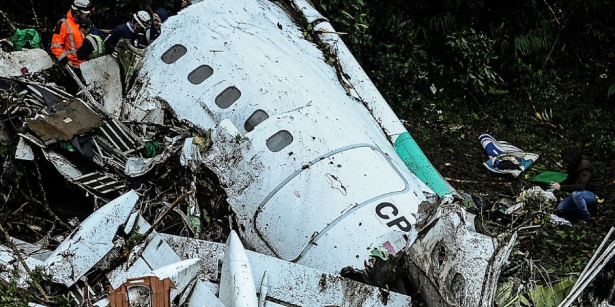 Avión de LaMia, donde viajaba el equipo Chapecoense.