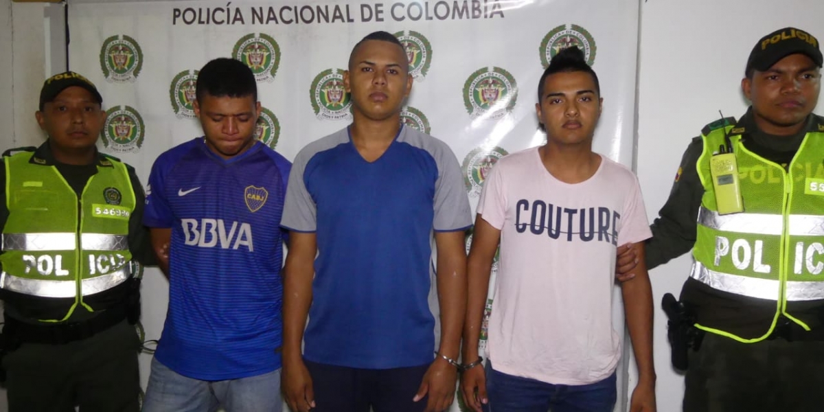 Los capturados Ricardo Daniel Villafañe González, José Enrique Herrera de Arco y Teobaldo Junior Villa Herrera.