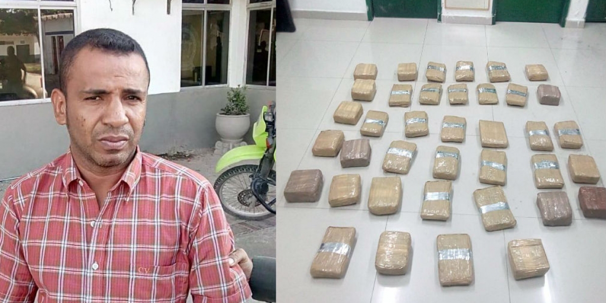 Luifran Arévalo Turizo, detenido con 20 'panelas' de marihuana.