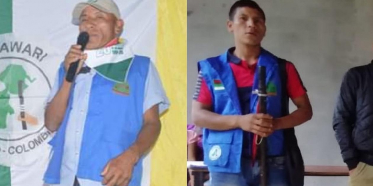  Héctor Ramiro García y su hijo Arturo García, integrantes del Pueblo Indígena Awá en el Resguardo Indígena Palmar Imbi, en el municipio de Ricaurte en Nariño.