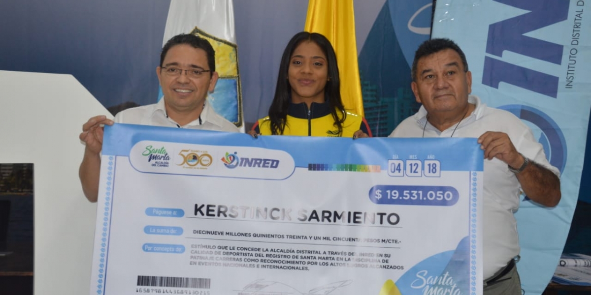 La patinadora samaria Kerstinck Sarmiento Anchila, recibió 19 millones de pesos.