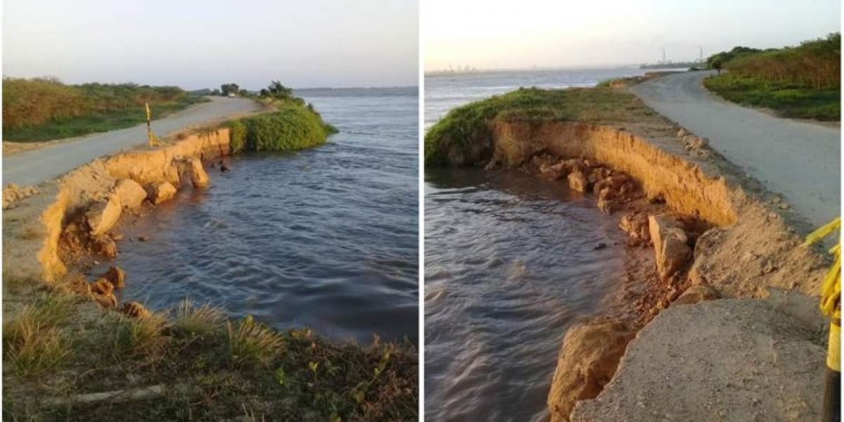 La fuerza del río Magdalena está a punto de romper el tramo que conecta al corregimiento de Palermo con el municipio de Sitionuevo.