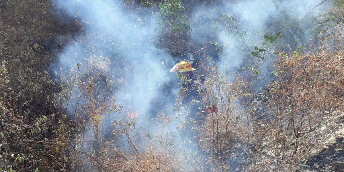 Incendio atendido por el Cuerpo de Bomberos.