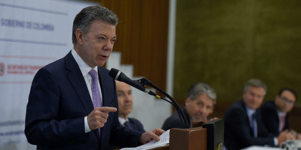 Juan Manuel Santos, durante la reunión con líderes de otras naciones.