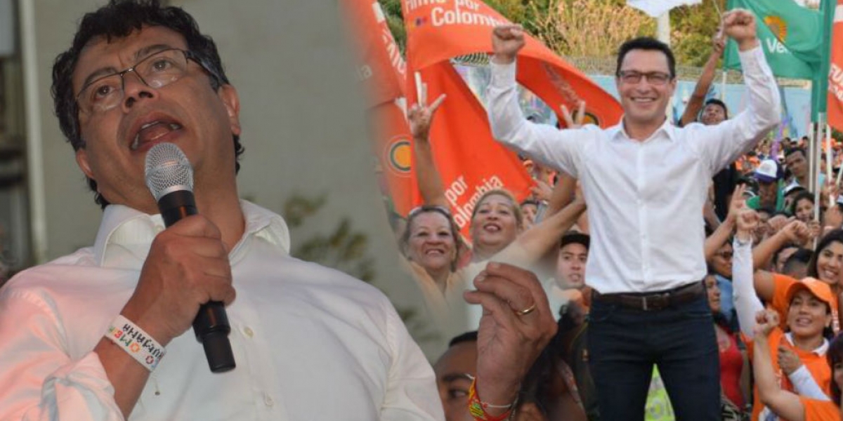 Gustavo Petro y Carlos Caicedo estuvieron este miércoles en plaza pública socializando sus campañas.