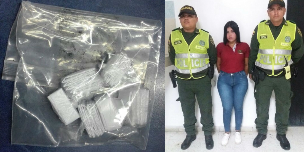 Hellen Giraldo fue capturada por portar, al parecer, 36 envolturas de base de coca.