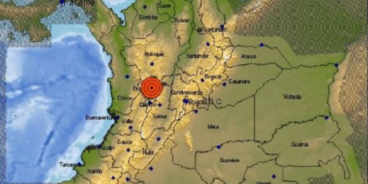 Mapa de la región central de Colombia.