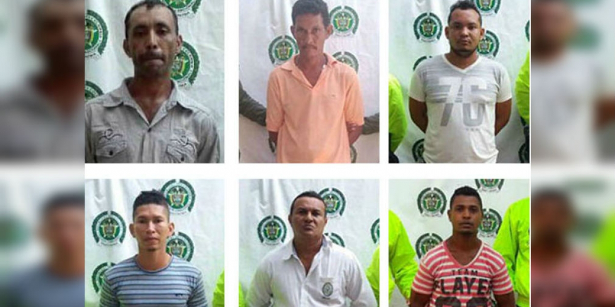 Policía de Magdalena. Luis Felipe De La Cruz, Álvaro Rafael Martínez Gutiérrez, Yoiser Yesid Valencia Piña, Marcelino José Padilla Santamaría, César Alfonso Meriño, y Jairo Orozco Sánchez, fueron capturados por violencia intrafamiliar.