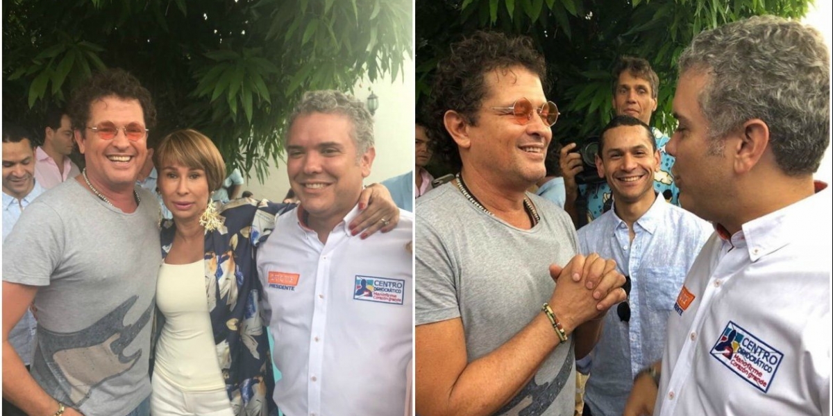  Carlos Vives junto al candidato presidencial Iván Duque. 