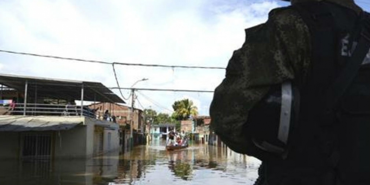 Zona afectada por la creciente del Río Cauca.