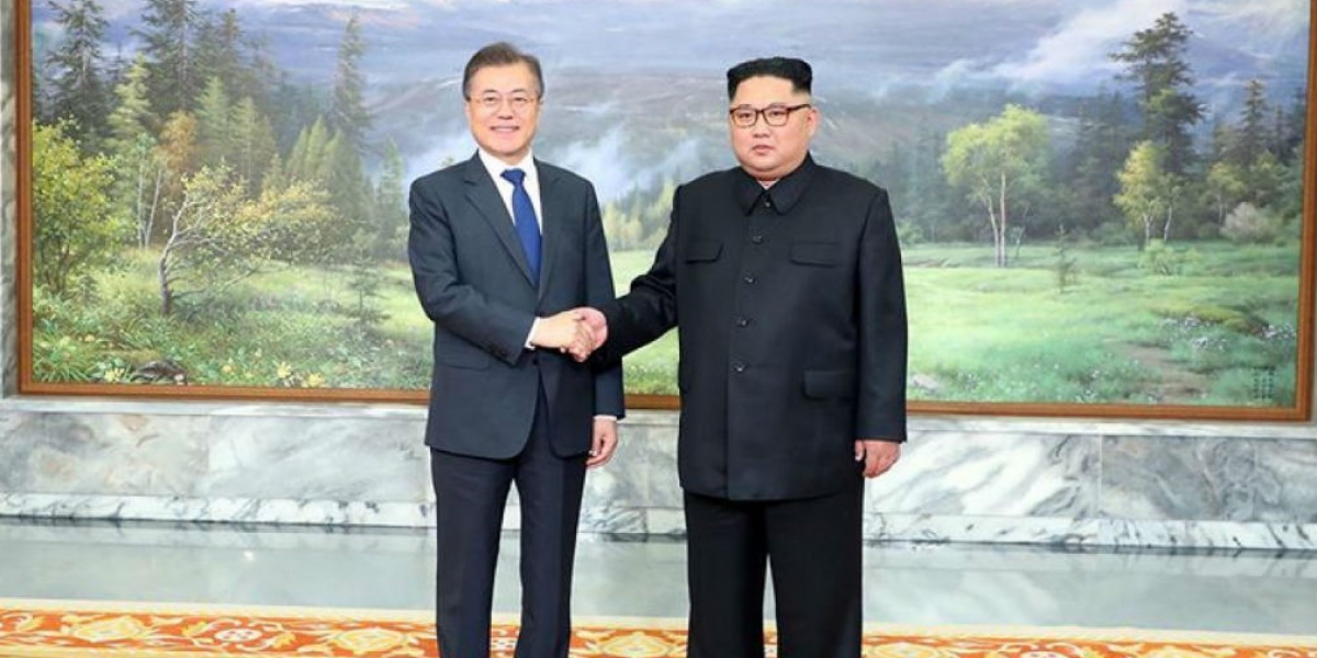  El presidente de Corea del Sur, Moon Jae-in, y el líder del Norte, Kim Jong-un.